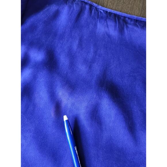 Milly Cobalt Blue Silk Blend Mini Shift Dress sz 4 Butterfly Sleeve Boat Neck - Picture 9 of 9